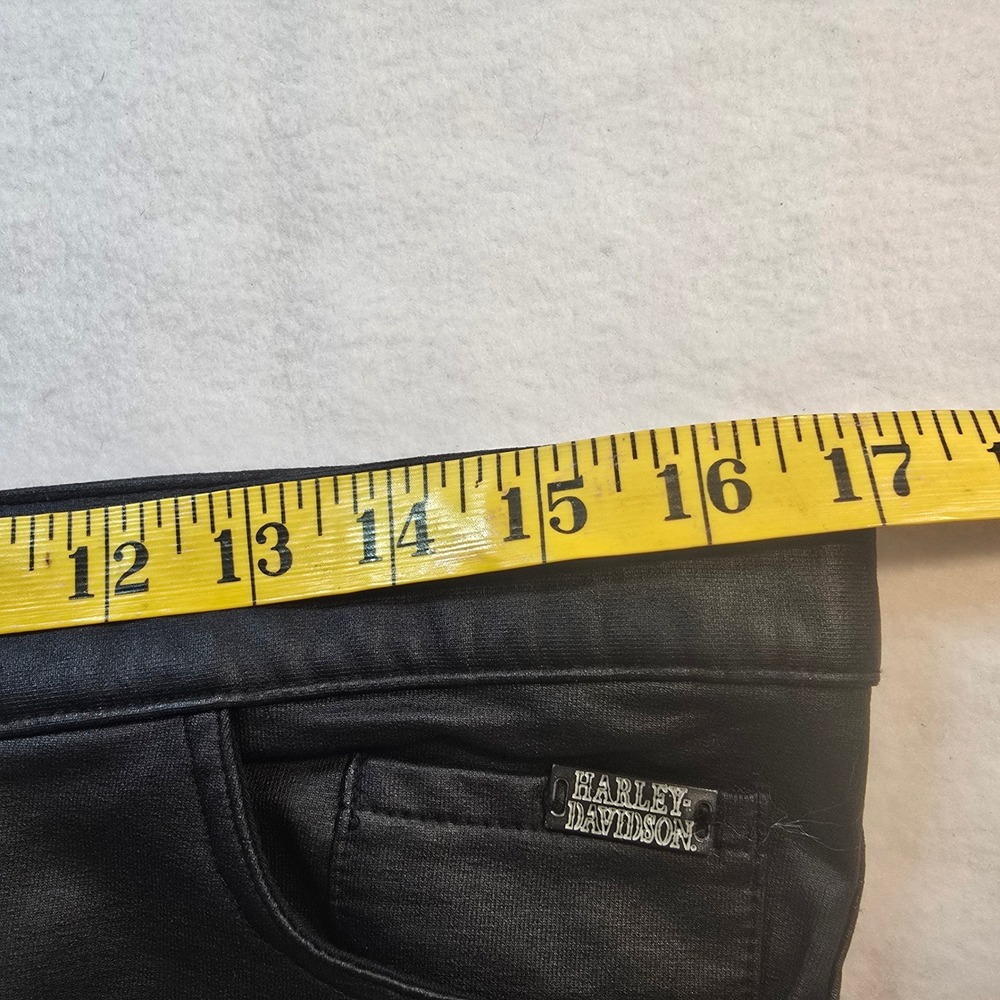 Harley Davidson Faux Leather Pants Womens Sz 8 34 31 Skinny Black Moto‎ Biker - Picture 8 of 9